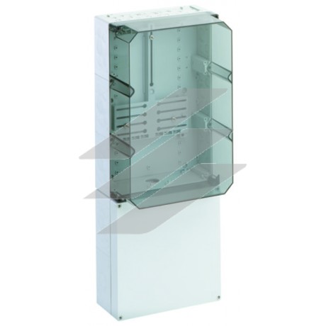 Щит під лічильник AKi-Z 502 (750х300х210мм), з прозорою кришкою, що стандартно пломбується, з встановленою хрестовиною для трифазних лічильників та гвинтами кріплення лічильника, з додатковим вікном на петлях, IP65, полікарбонат, Spelsberg